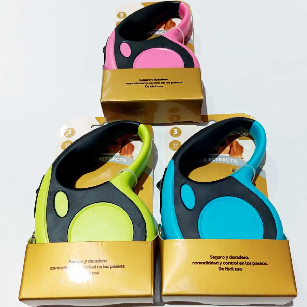 TRAILLA KIBOO PETS RETRACTIL 3 MTS P/PERRO 15 KG - DIFERENTES COLORES
