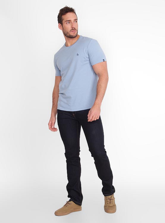 POLERA MANGA CORTA PENGUIN BASICA CELESTE