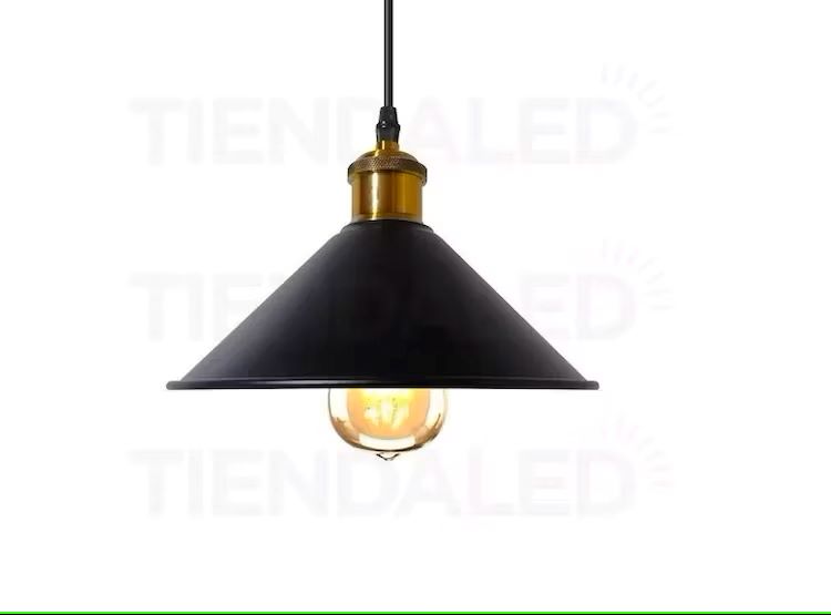 LAMPARA COLGANTE CONO SOQUETE VINTAGE NEGRO