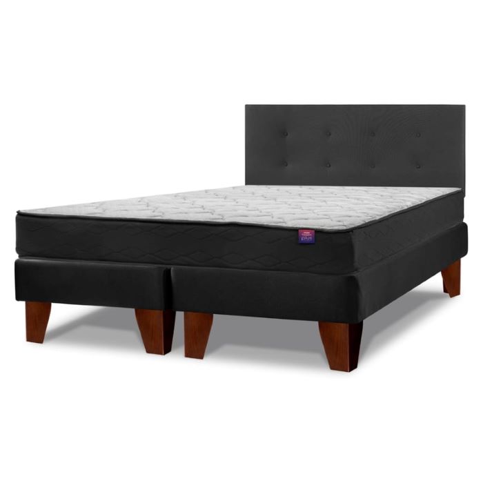 Cama Europea Therapedic Plus 2 Plazas 150x200 Cm + Respaldo Royal Negro Flex