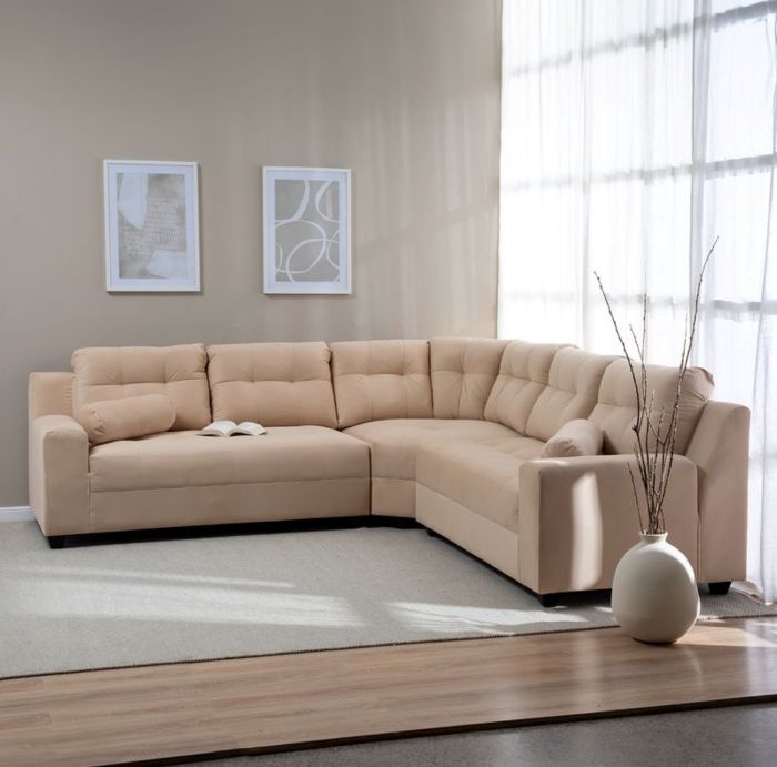 Seccional Curvo Napoles Velvet Beige Deco Class