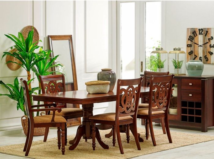 Juego de Comedor Extensible Escocia 4 Sillas + 2 Sitiales Attimo