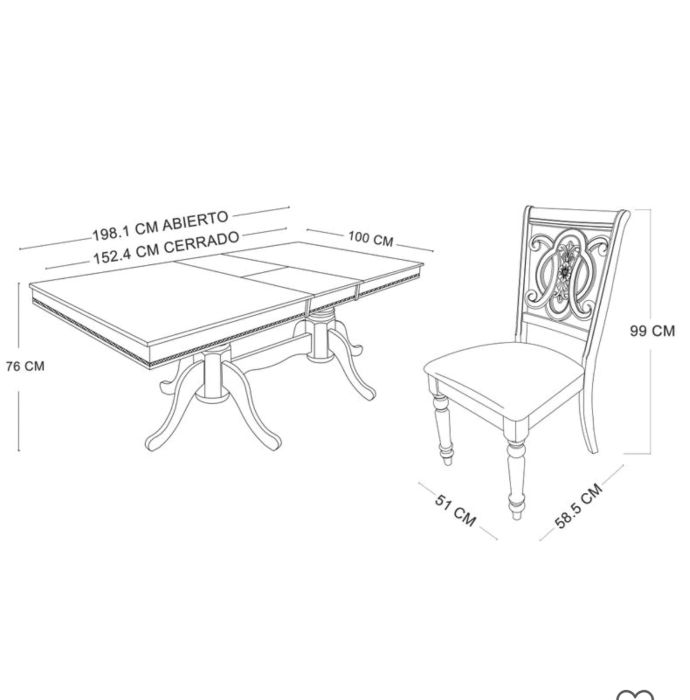 Juego de Comedor Extensible Escocia 4 Sillas + 2 Sitiales Attimo - Imagen 2
