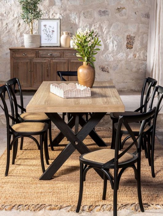 Juego Comedor Pamela 6 Sillas Negro Sarah Miller