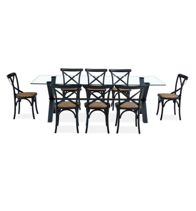 Juego Comedor Pamela + 8 Sillas Negro Sarah Miller
