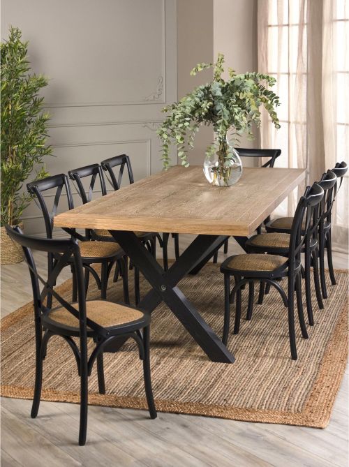 Juego Comedor Pamela 8 Sillas Negro Sarah Miller