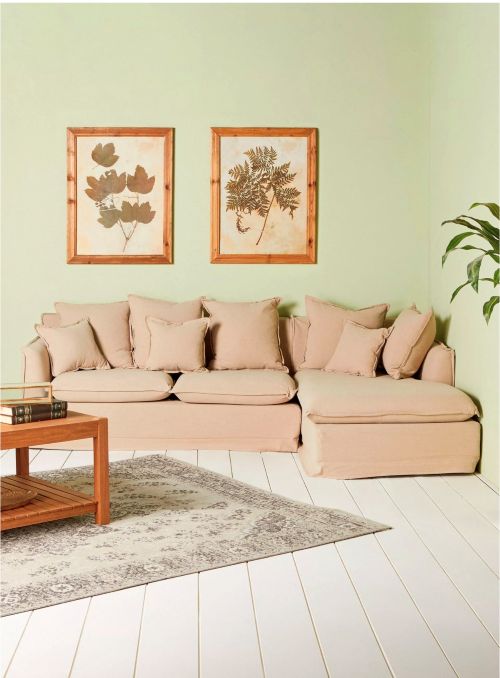 Sofá Seccional Santorini Derecho 4 Cuerpos Lino Sarah Miller