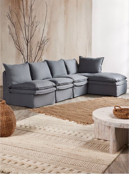 Sofá Seccional Lino Agra Derecho 5 Cuerpos Umbrale Home