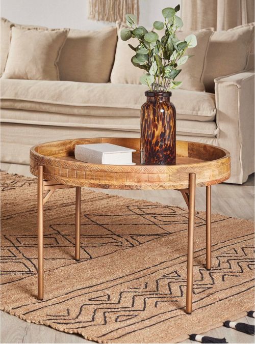 Mesa de Centro Bandeja Tallada 70 cm Umbrale Home