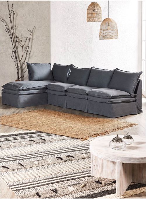 Sofá Seccional Lino Agra Izquierdo 5 Cuerpos Umbrale Home