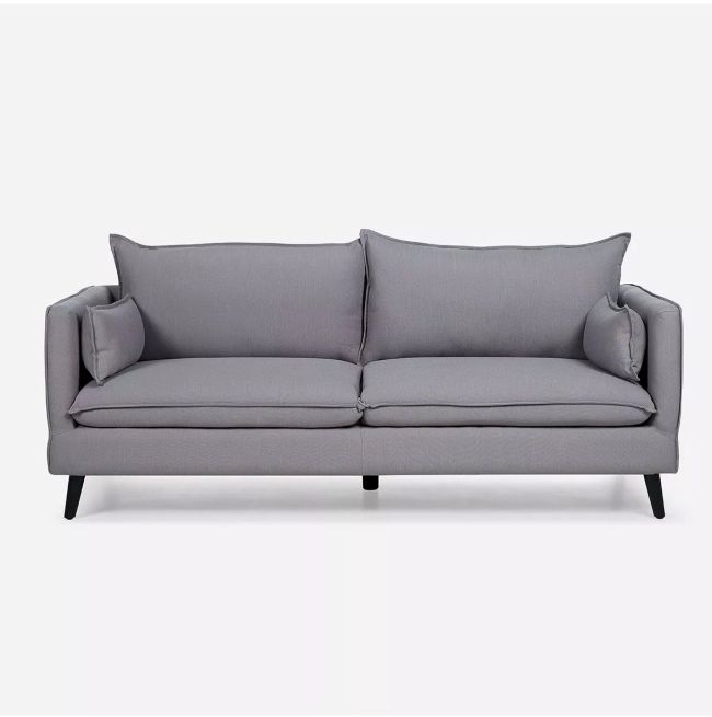 Sofa Rosen Tain 3 Cuerpos Tela Gris