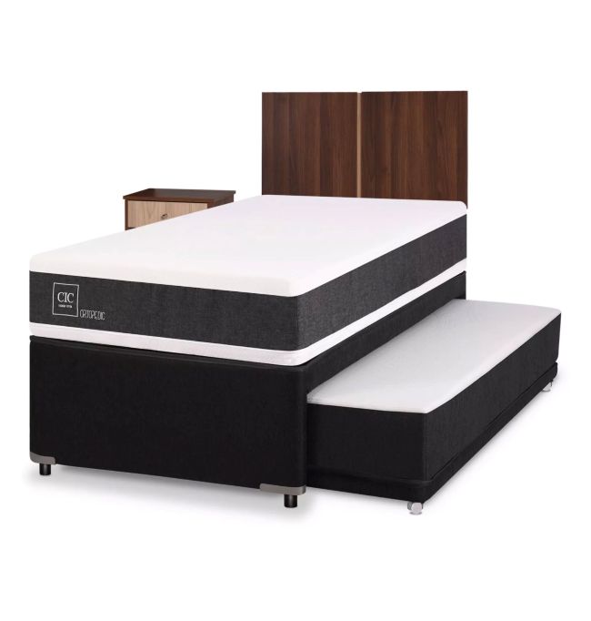 Diván Ortopedic Black 1.5 Plazas + Respaldo + Velador Cic