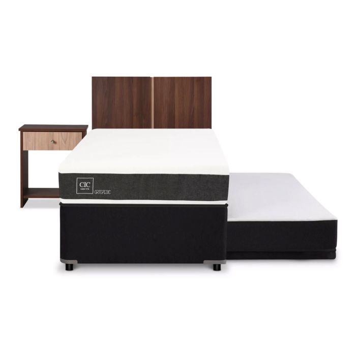 Diván Ortopedic Black 1.5 Plazas + Respaldo + Velador Cic - Imagen 2